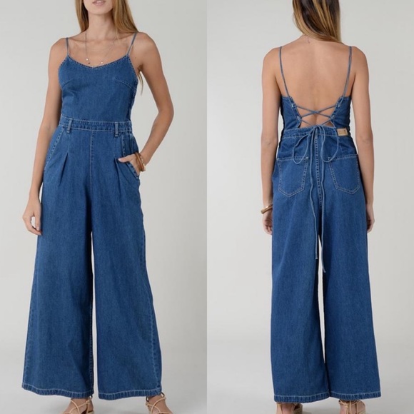 Molly Bracken Pants - Molly Bracken fever denim wide leg jumpsuit Medium